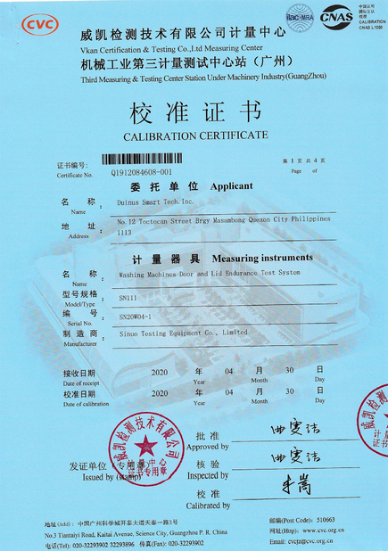 China Sinuo Testing Equipment Co. , Limited Certificaten