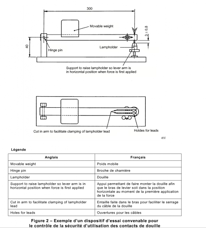30N Led Testing Equipment Check Security Of Lamp Holder Contacten Van Lamp Holder Koper Voor Lamp Testing IEC 60598-2 0